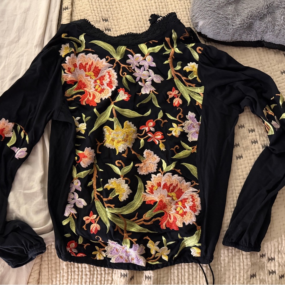 TINY Floral Black Blouse